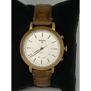 Fosssil FTW5007 Women's Brown Leather Analog White Dial Hybrid Smartwatch XX646
